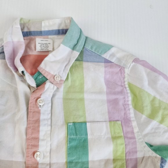 Crewcuts Pastel Plaid Button Down Long Sleeve 4 5 - Picture 4 of 6